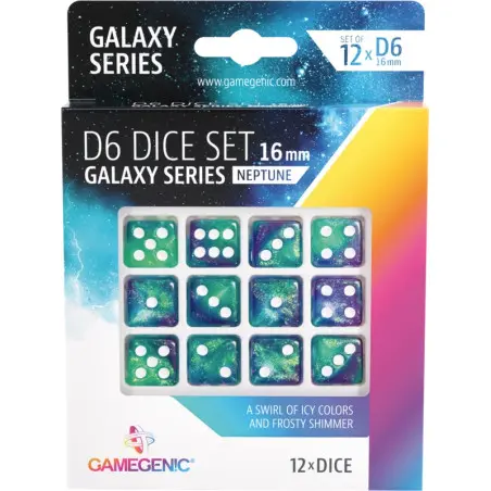 Set de 12 dés 6, Gamegenic, Galaxy serie: neptune